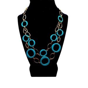 𝅺turquoise Enameling over golden Swag Necklace